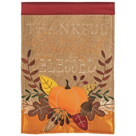 Dicksons M011415 Flag Thankful Grateful Pumpkin 13X18