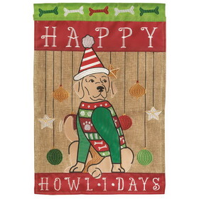 Dicksons M011503 Flag Dog Happy Howlidays Polyester 13X18