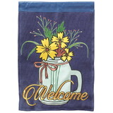 Dicksons M011533 Flag Welcome Flowers In Jar Burlap 13X18