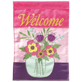 Dicksons M011571 Flag Welcome Flowers Polyester 13X18