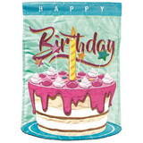 Dicksons M011574 Flag Happy Birthday Cake Polyester 13X18
