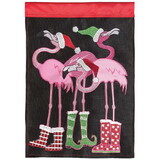 Dicksons M011649 Flag Christmas Flamingos Burlap 13X18