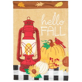 Dicksons M011843 Flag Hello Fall Lantern Polyester 13X18