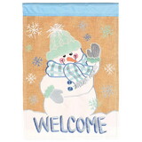Dicksons M011862 Flag Snowman Welcome Burlap 13X18