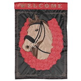 Dicksons M011935 Flag Horse With Rose Horseshoe 13X18