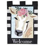 Dicksons M011943 Flag Welcome Cow Floral 13X18