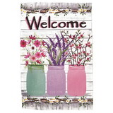 Dicksons M070113 Flag Welcome Jars Of Flowers 30X44