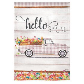 Dicksons M080013 Flag Truck Hello Spring Polyester 13X18