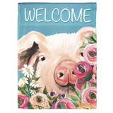 Dicksons M080067 Flag Welcome Pig Floral Polyester 13X18