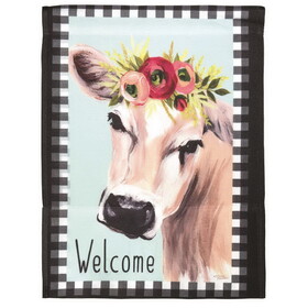 Dicksons M080068 Flag Welcome Cow Floral Polyester 13X18