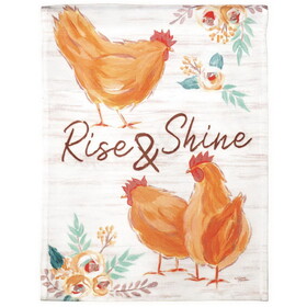 Dicksons M080073 Flag Chickens Rise Shine Polyester 13X18