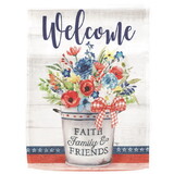 Dicksons M080144 Flag Welcome Patriotic Flower Jar 13X18