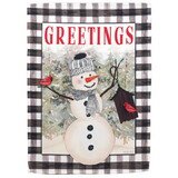 Dicksons M080172 Flag Snowman With Cardinals 13X18