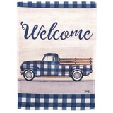 Dicksons M080182 Flag Welcome Blue Plaid Truck 13X18