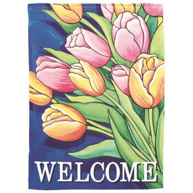 Dicksons M080188 Flag Welcome Tulips Polyester 13X18