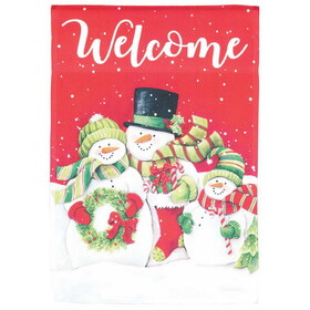 Dicksons M080240 Flag Welcome Snowman Family 13X18
