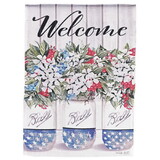 Dicksons M080252 Flag Welcome Red White Blue Blooms 13X18