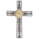 Dicksons MWC-384 Metal Wall Cross With Resin Flower 18.5