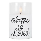 Dicksons PGC-04-03WH Led Candle Beautiful & Loved White 4In