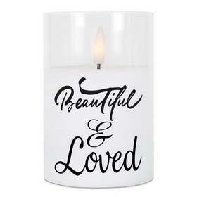 Dicksons PGC-04-03WH Led Candle Beautiful & Loved White 4In