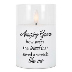 Dicksons PGC-04-18SWH Led Candle Amazing Grace How Sweet 4In