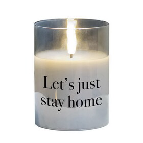 Dicksons PGC-04-30GY Led Candle Lets Just Stay Home 4In Grey