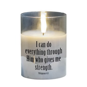 Dicksons PGC-04-36SGY Led Candle I Can Do Phil 4:13 4In Gray