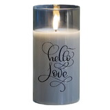 Dicksons PGC-06-04GY Led Candle Hello Love Grey 6In