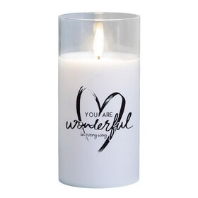 Dicksons PGC-06-05WH Led Candle You Are Wonderful White 6In