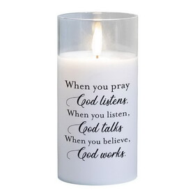 Dicksons PGC-06-18SWH Led Candle When You Pray God Listens 6In