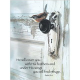 Dicksons PLK1216-778 Plq Wall He Will Cover You Ps.91:4 Mdf, Wren on Doorknob Wall Plaque