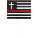 Dicksons SIGN-121 Yard Sign Thin Red Line Flag With Cross