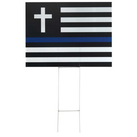 Dicksons SIGN-122 Yard Sign Thin Blue Line Flag With Cross