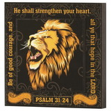 Dicksons SPLK66-805 Stacked Wall Plaque Lion Psalm 31:24 6X6