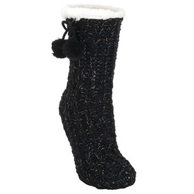 Dicksons SSGK19BLK-CG Women's Black Pom-Pom Slipper Socks
