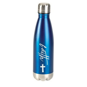 Dicksons SSWBBL-1 Water Bottle Cross With Faith Blue 17 Oz