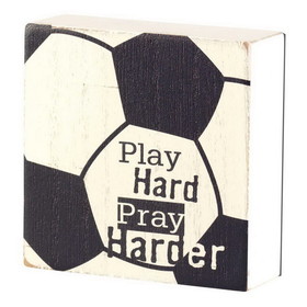 Dicksons TPLK33-201 Tabletop Plaque Soccer Play Hard 3X3