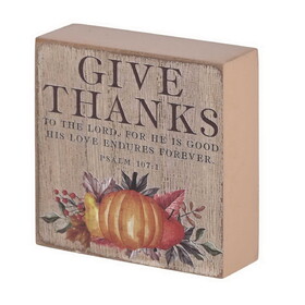 Dicksons TPLK33-252 Tabletop Plaque Give Thanks Ps.107:1 3X3