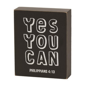 Dicksons TPLK34-241 Ttop Plk Yes You Can Ph.4:13 Mdf Blk 3"H