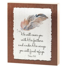 Dicksons TPLK810-52 Wood Plaque He Will Cover You Psalm 91:4