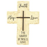 Dicksons WCR-186 Wall Cross Faith Hope Love Resin 9.75In
