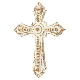 Dicksons WCR-192 Wall Cross Brown White Wash Resin 13.75H