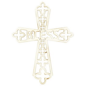 Dicksons WWC-73 Wall Cross White Bless Wood