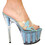 Karo's Shoes 0377-7" approximately 7" Heel, Clear with Baby Blue Lady, Size 12