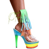 Karo's Shoes 3215-Multi Clear with Multi Leather Fringes, 6
