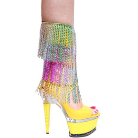 Karo's Shoes 3268-Rhinestone Yellow Leather with Rainbow Rhinestones 7" Yellow Julie