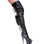 Karo's Shoes 3298-Thigh High Black Outside/Silver Inside Leather with Fringes, with Zipper, Open Back and Open Toe, 7" Fiore with Rhinestones, Black and Silver Leather, Size 10