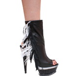 Karo's Shoes 3325-Ankle Boot Leather with Multi Color Leather Fringes, with Zipper, Open Back and Open Toe, 6
