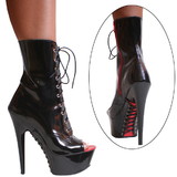 Karo's Shoes 3363 Black Patent with Red Zipper, 6