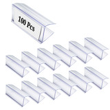Wood Shelf Label Holders Clear Plastic Price Tag 2.4 in L x 1 in H for Bookshelf Shelves - sample